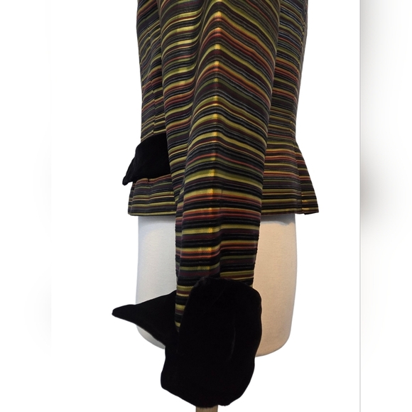 𝅺Vtg Satin Stripped Velvet Y2K Classic Tailored Rockabilly Jacket Blazer Sz 12 - Picture 3 of 11